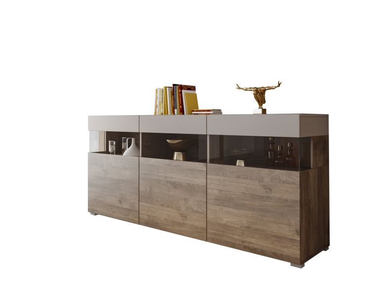 Credenza Marrone Beige 3 Ripiani 3 Ante 180x41x80h cm, 6 Vani - Fanna