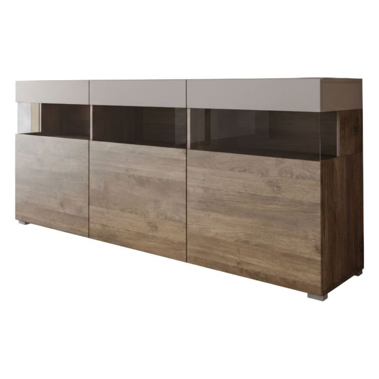 Credenza Marrone Beige 3 Ripiani 3 Ante 180x41x80h cm, 6 Vani - Fanna