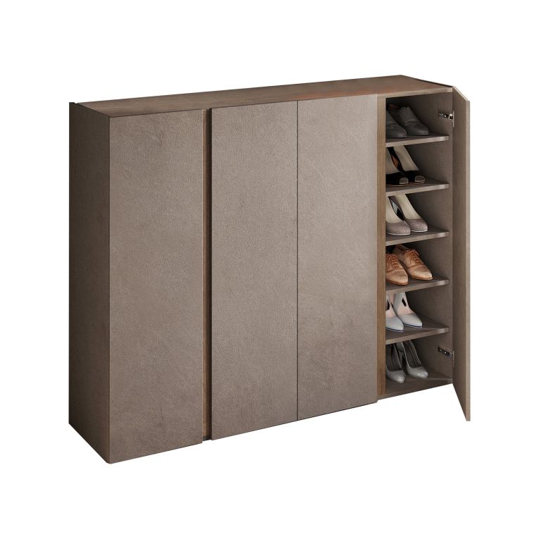 Credenza Marrone Bronzo 10 Ripiani 12 Vani 140x35x111h cm, 4 Ante - Nebbiuno