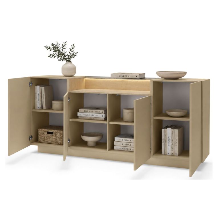 Credenza Marrone Chiaro Marrone 4 Ripiani Apertura Battente 103x40x83h cm, 4 Ante - Halefa