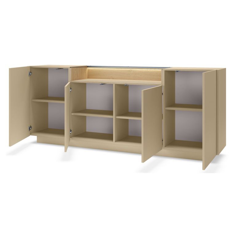 Credenza Marrone Chiaro Marrone 4 Ripiani Apertura Battente 103x40x83h cm, 4 Ante - Halefa