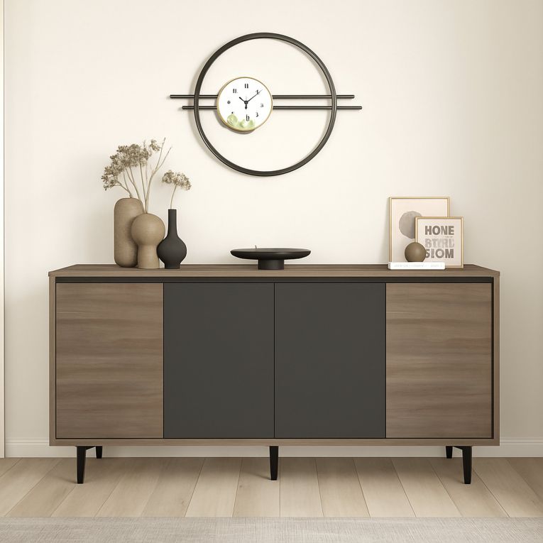 Credenza marrone e antracite 160x40x71h cm 4 ante - Arpalice