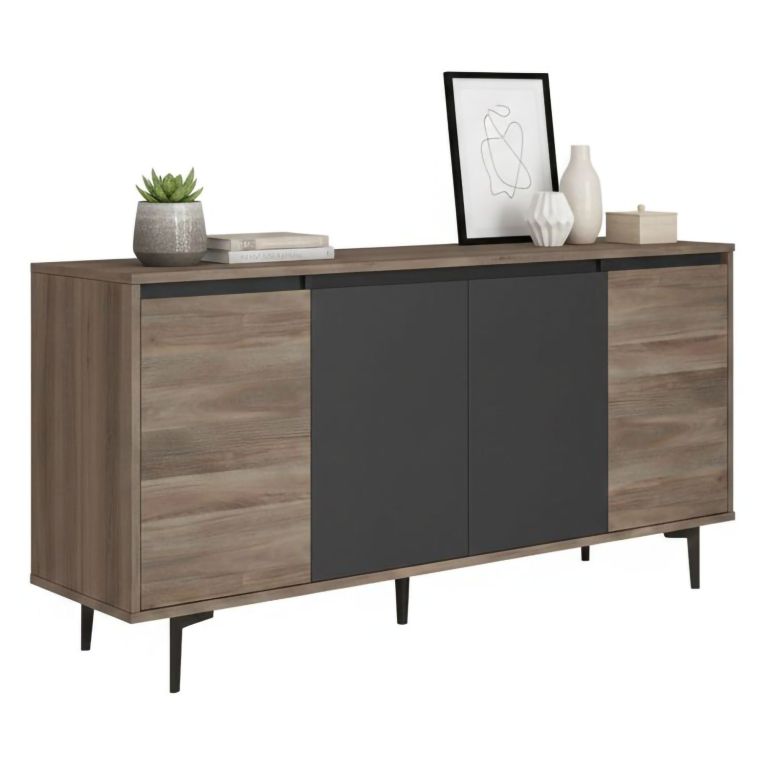 Credenza marrone e antracite 160x40x71h cm 4 ante - Arpalice