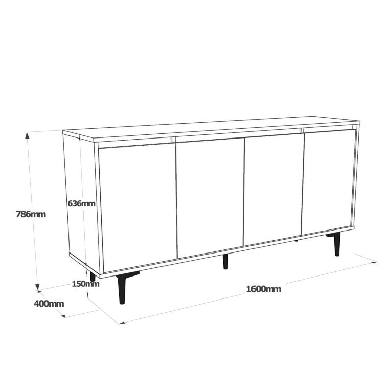 Credenza marrone e antracite 160x40x71h cm 4 ante - Arpalice