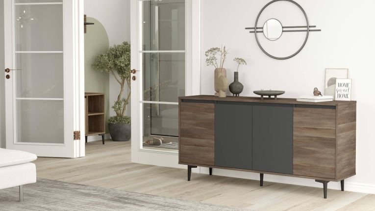 Credenza marrone e antracite 160x40x71h cm 4 ante - Arpalice