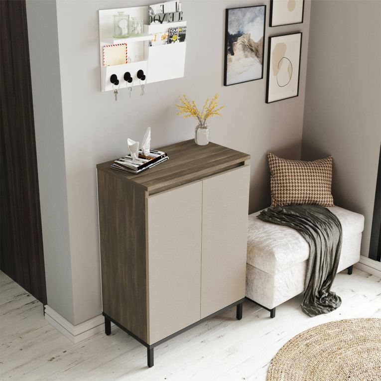 Credenza marrone e antracite 60x35x85h cm 2 ante - Phailin