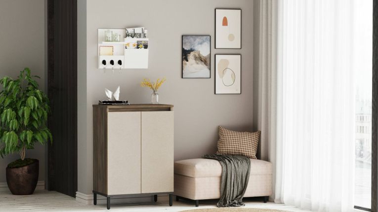 Credenza marrone e antracite 60x35x85h cm 2 ante - Phailin