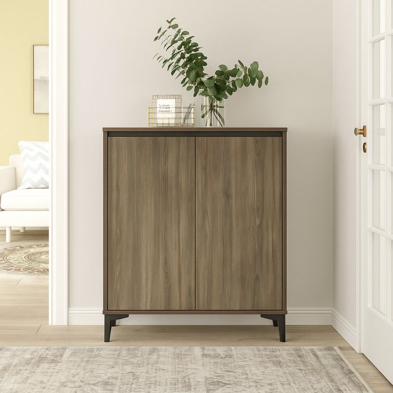 Credenza marrone e antracite 72x35x104h cm 4 ante - evariste