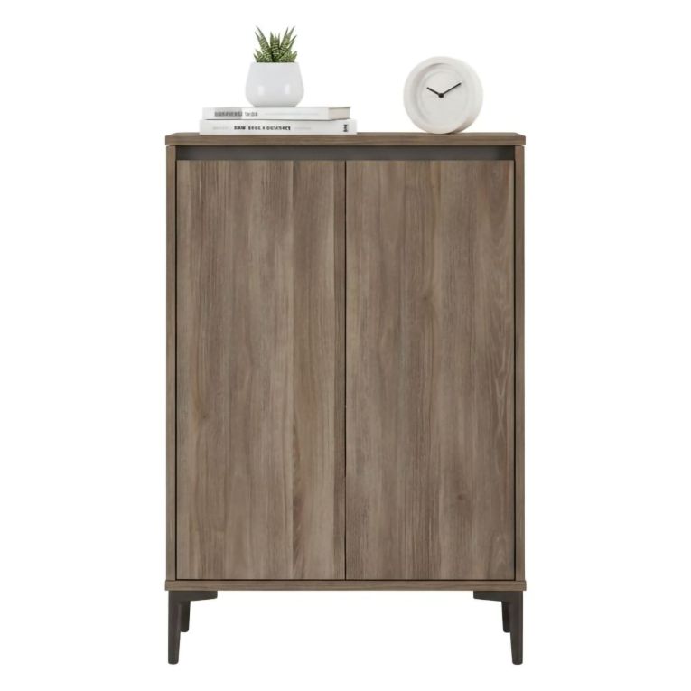Credenza marrone e antracite 72x35x104h cm 4 ante - evariste