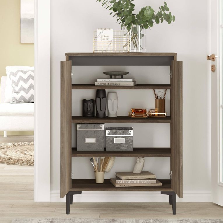 Credenza marrone e antracite 72x35x104h cm 4 ante - evariste