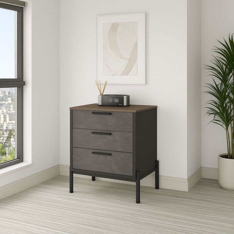 Credenza marrone e grigia 54x44x70h cm 3 cassetti - Butchoy