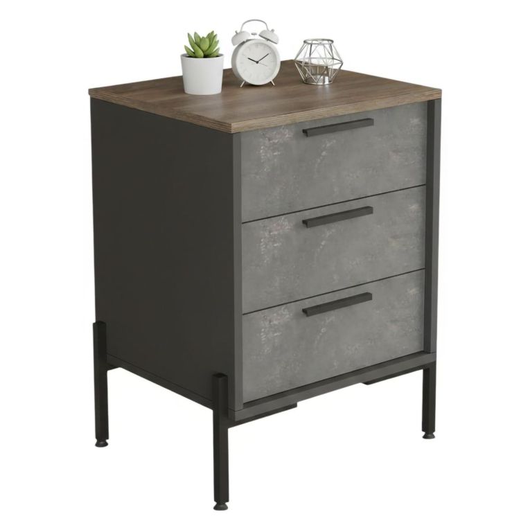 Credenza marrone e grigia 54x44x70h cm 3 cassetti - Butchoy