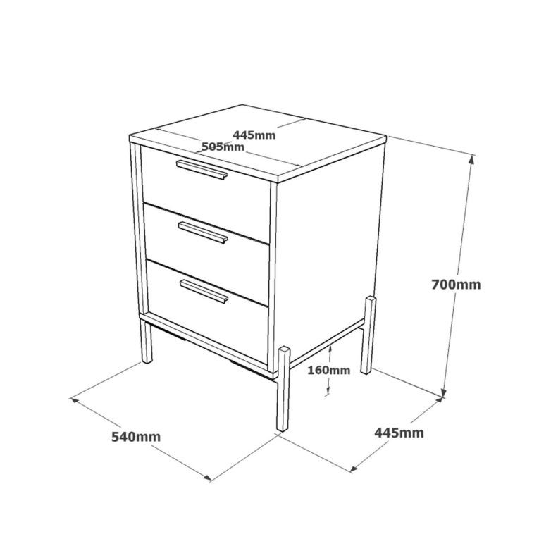 Credenza marrone e grigia 54x44x70h cm 3 cassetti - Butchoy