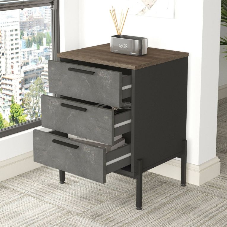 Credenza marrone e grigia 54x44x70h cm 3 cassetti - Butchoy