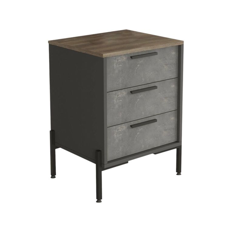 Credenza marrone e grigia 54x44x70h cm 3 cassetti - Butchoy