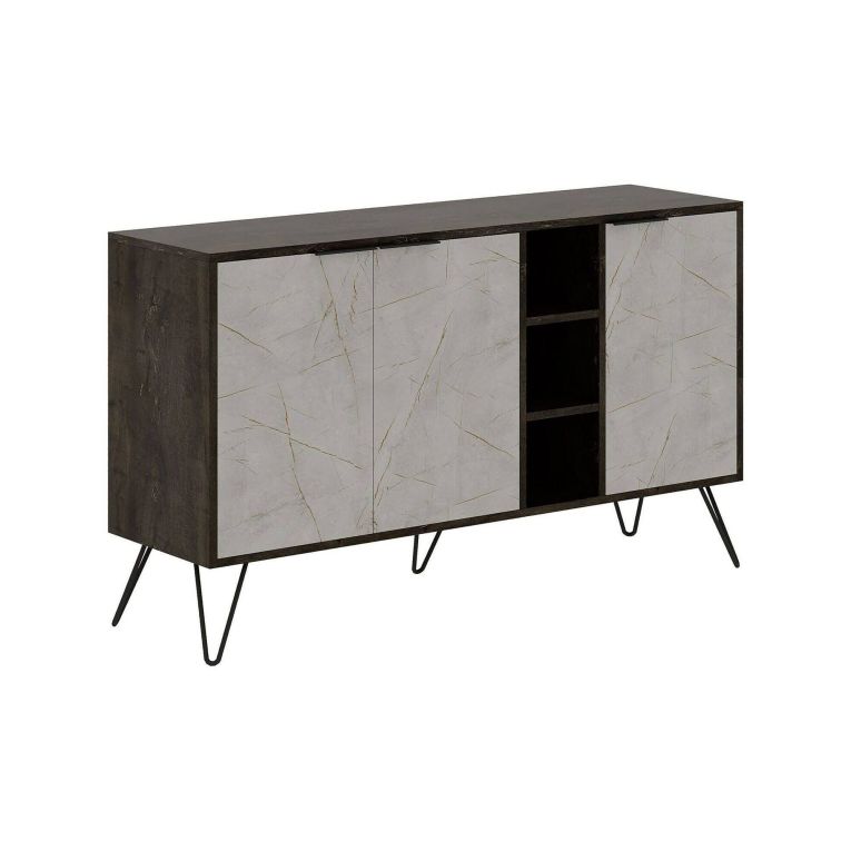Credenza marrone e marmo 142x35x83h cm 3 ante - Arlene