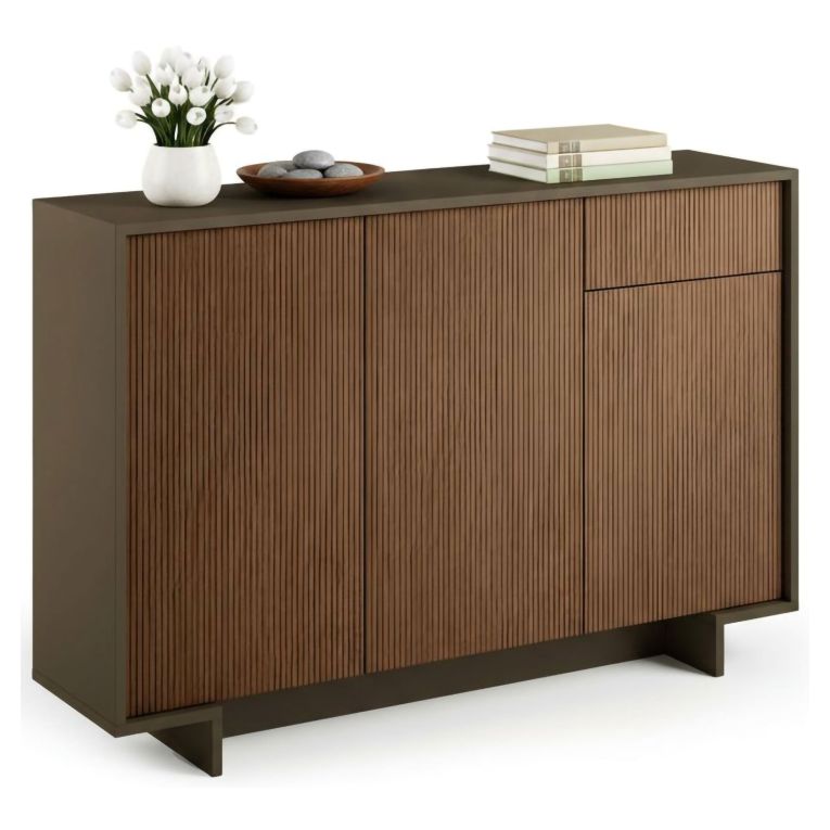 Credenza marrone e noce 134x35x87h cm 3 ante e 1 cassetto - Arius