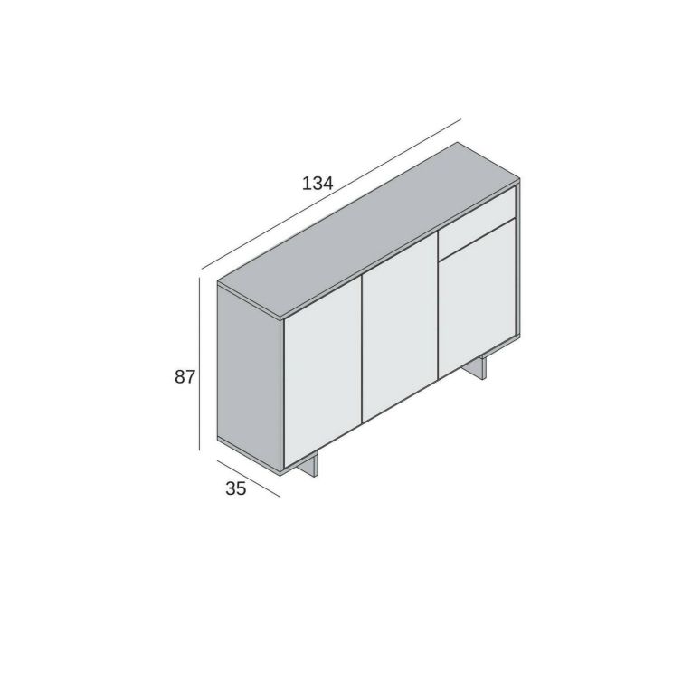 Credenza marrone e noce 134x35x87h cm 3 ante e 1 cassetto - Arius