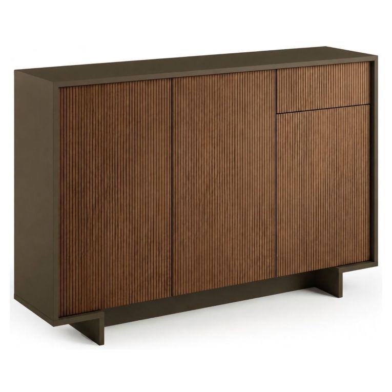 Credenza marrone e noce 134x35x87h cm 3 ante e 1 cassetto - Arius
