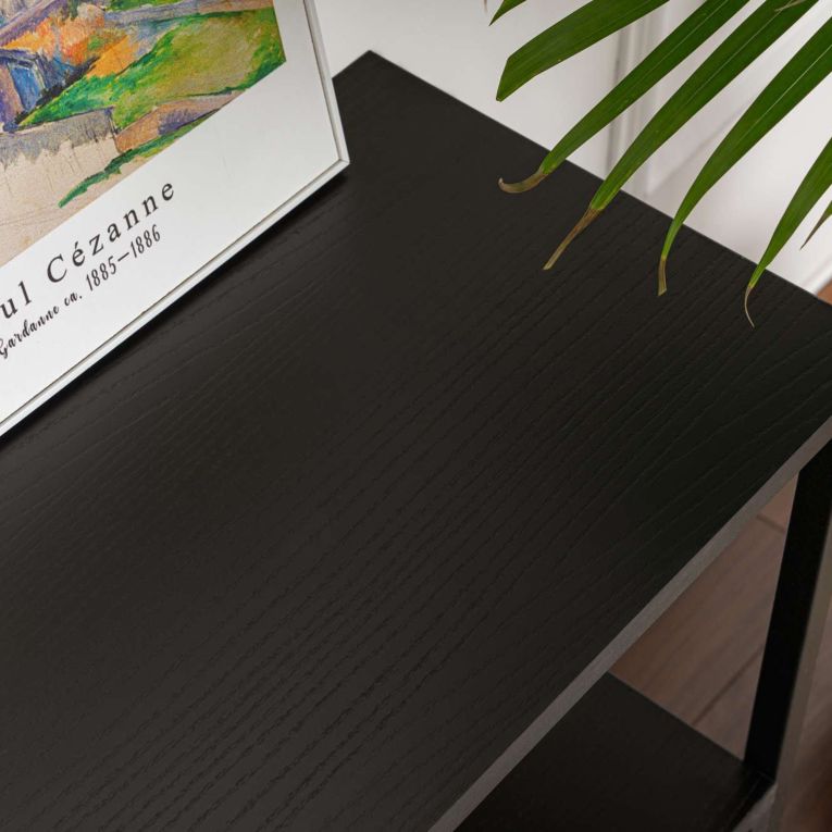 Credenza Marrone Frassinato Nero 2 Ripiani 3 Vani 120x30x77h cm, 3 Ante - Noda