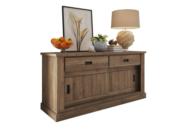 Credenza Marrone Noce 2 Ripiani 2 Cassetti 138x50x95h cm, 2 Ante - Lupara