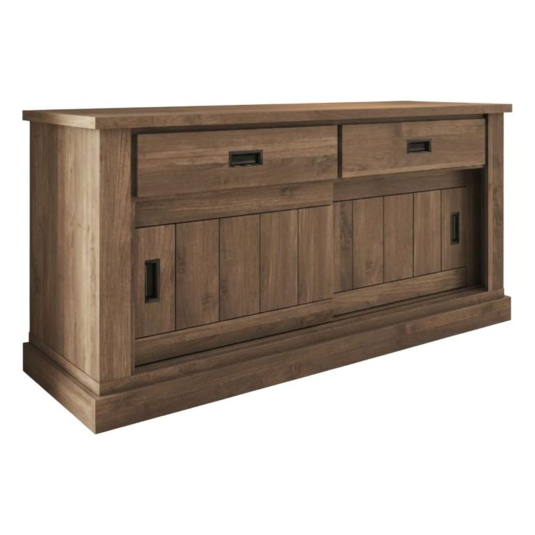 Credenza Marrone Noce 2 Ripiani 2 Cassetti 138x50x95h cm, 2 Ante - Lupara