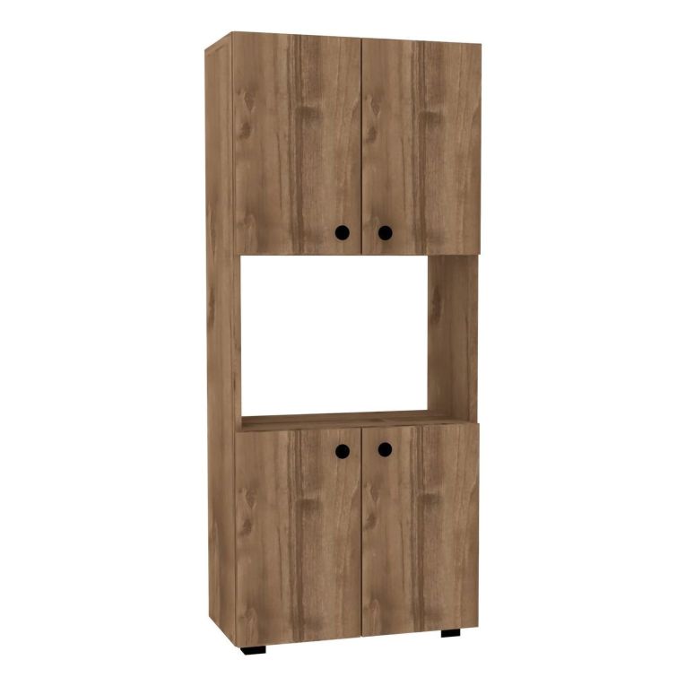 Credenza Marrone Noce 2 Ripiani 4 Ante 60x31x140h cm, 5 Vani - Sestu