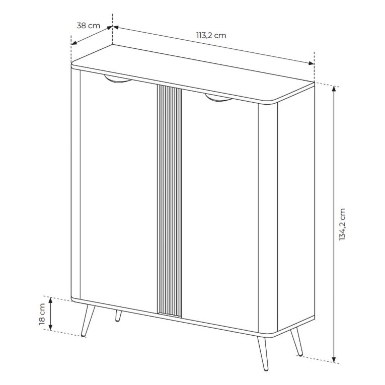 Credenza Marrone Noce 2 Ripiani Apertura Battente 113x38x134h cm, 2 Ante - Hazamale