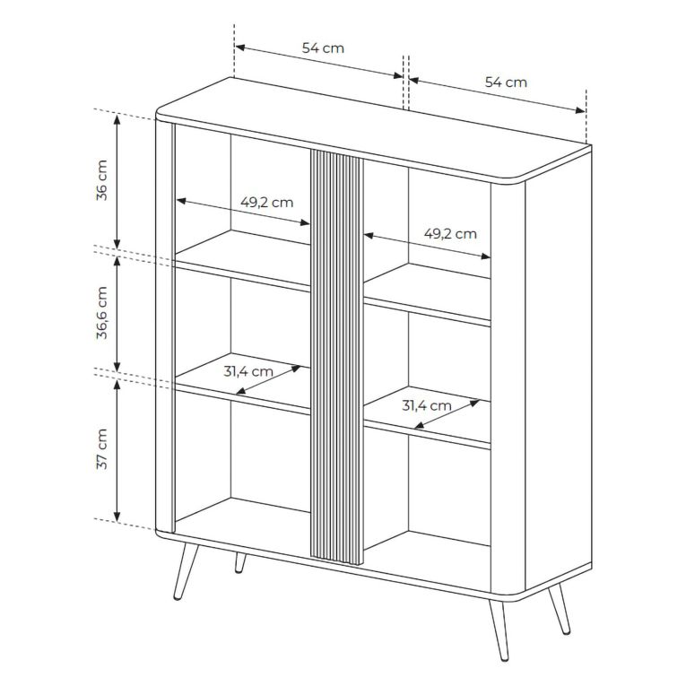 Credenza Marrone Noce 2 Ripiani Apertura Battente 113x38x134h cm, 2 Ante - Hazamale
