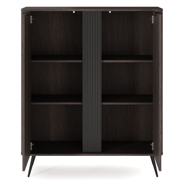 Credenza Marrone Noce 2 Ripiani Apertura Battente 113x38x134h cm, 2 Ante - Hazamale
