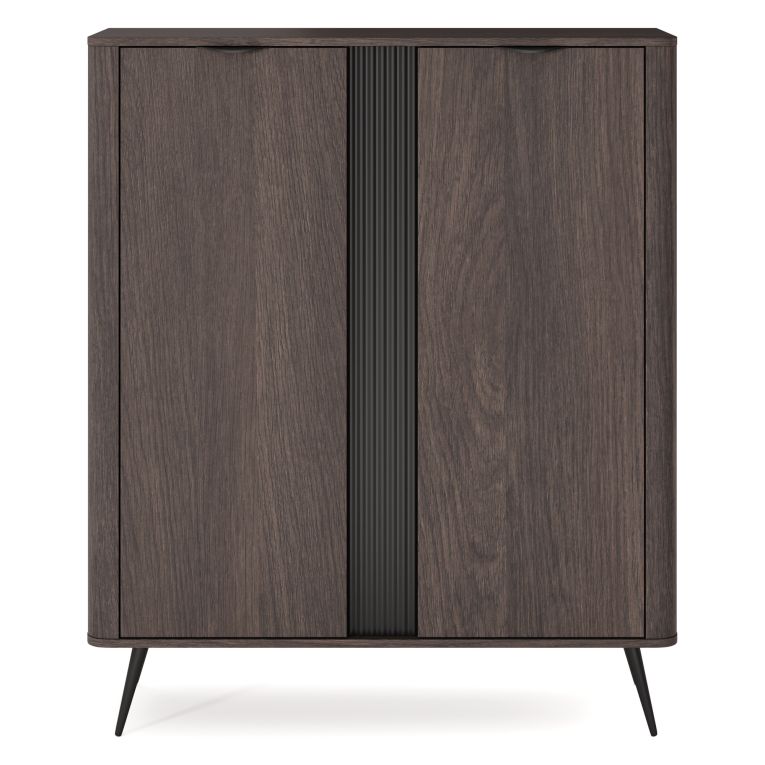 Credenza Marrone Noce 2 Ripiani Apertura Battente 113x38x134h cm, 2 Ante - Hazamale