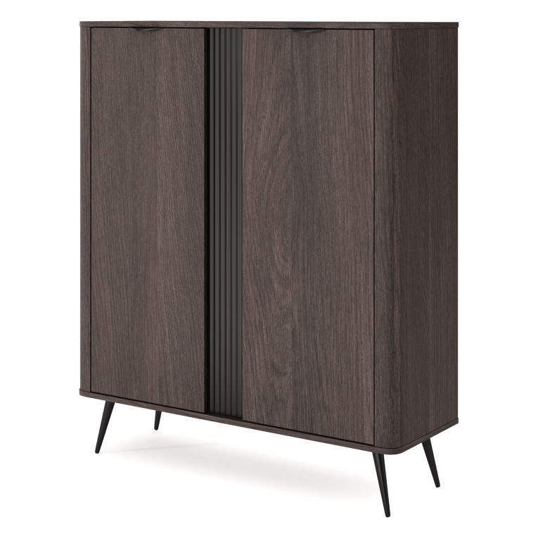 Credenza Marrone Noce 2 Ripiani Apertura Battente 113x38x134h cm, 2 Ante - Hazamale