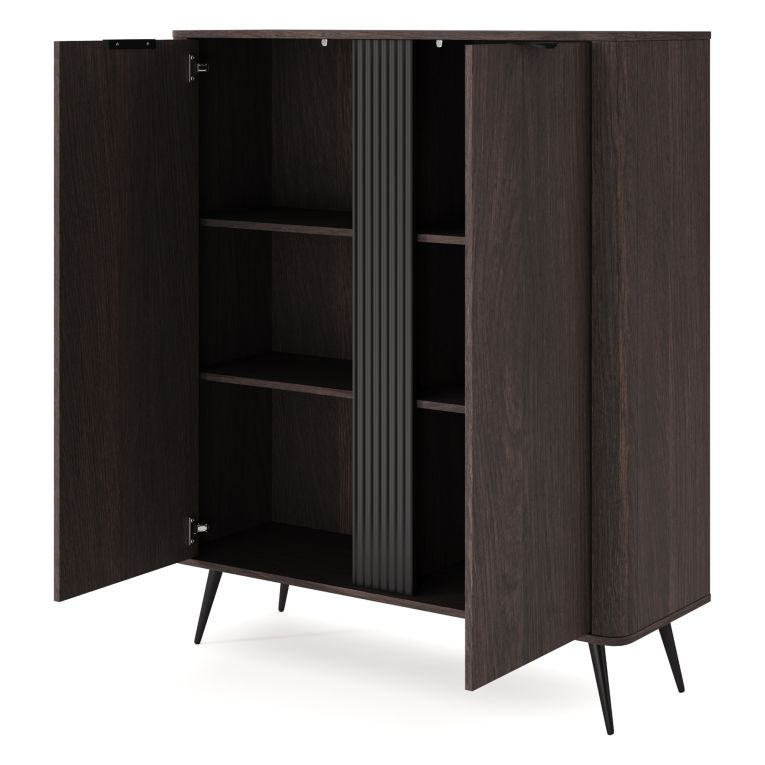 Credenza Marrone Noce 2 Ripiani Apertura Battente 113x38x134h cm, 2 Ante - Hazamale