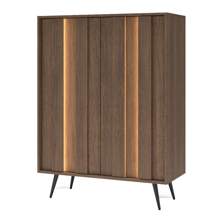 Credenza Marrone Noce 2 Ripiani Apertura Battente 94x40x126h cm, 2 Ante - Hafano
