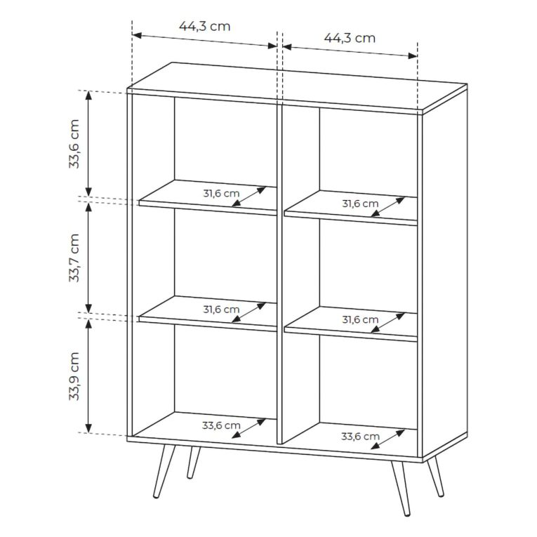 Credenza Marrone Noce 2 Ripiani Apertura Battente 94x40x126h cm, 2 Ante - Hafano
