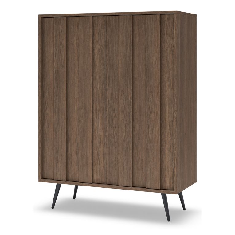 Credenza Marrone Noce 2 Ripiani Apertura Battente 94x40x126h cm, 2 Ante - Hafano