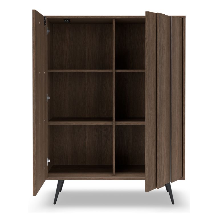 Credenza Marrone Noce 2 Ripiani Apertura Battente 94x40x126h cm, 2 Ante - Hafano