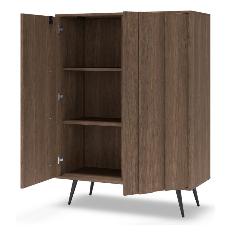 Credenza Marrone Noce 2 Ripiani Apertura Battente 94x40x126h cm, 2 Ante - Hafano