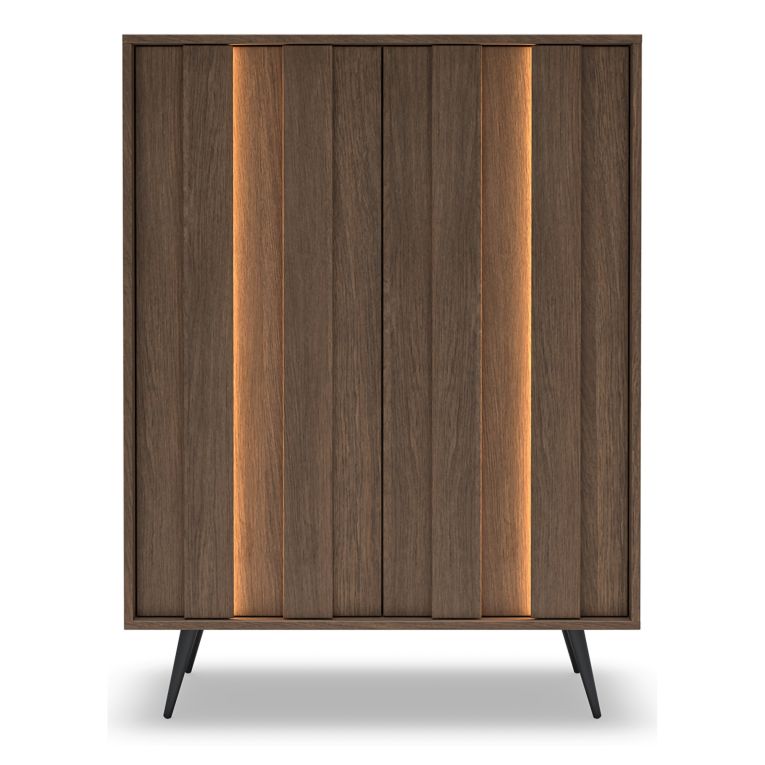 Credenza Marrone Noce 2 Ripiani Apertura Battente 94x40x126h cm, 2 Ante - Hafano
