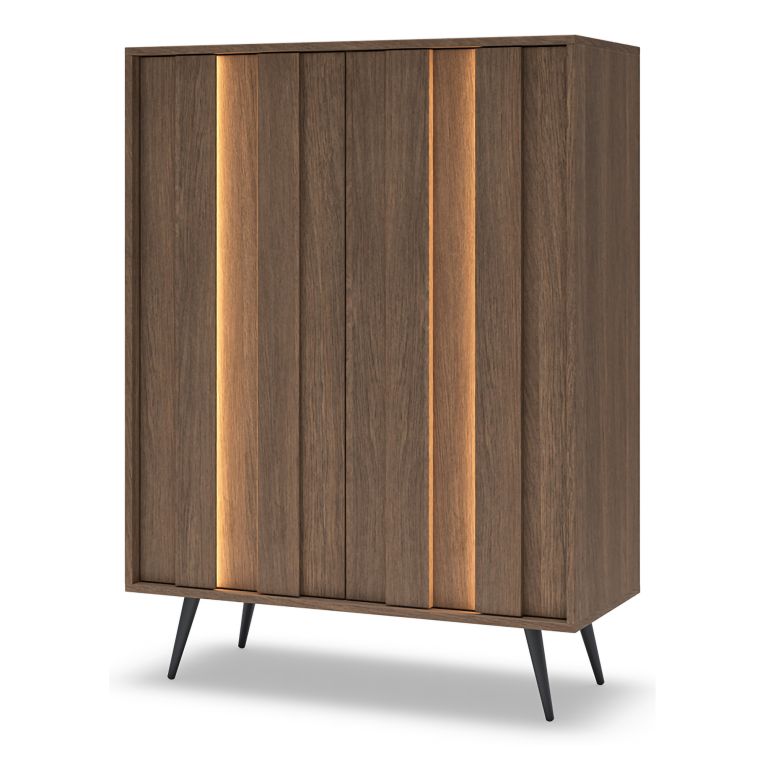Credenza Marrone Noce 2 Ripiani Apertura Battente 94x40x126h cm, 2 Ante - Hafano