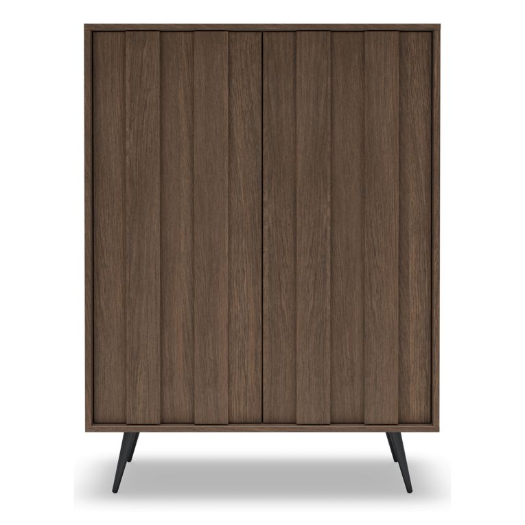 Credenza Marrone Noce 2 Ripiani Apertura Battente 94x40x126h cm, 2 Ante - Hafano
