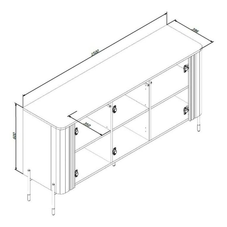 Credenza Marrone Noce 3 Ripiani Apertura Battente 150x40x80h cm, 3 Ante - Susegana