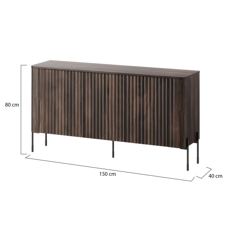 Credenza Marrone Noce 3 Ripiani Apertura Battente 150x40x80h cm, 3 Ante - Susegana