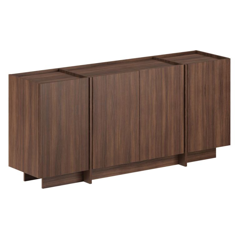 Credenza Marrone Noce 4 Ripiani 4 Ante 180x45x80h cm, 8 Vani - Nolova