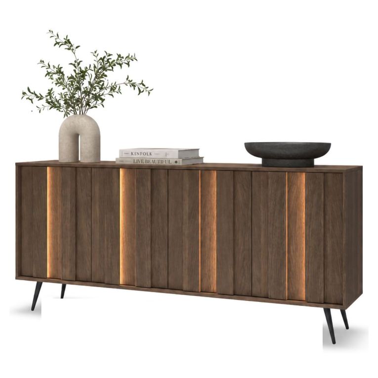 Credenza Marrone Noce 4 Ripiani Apertura Battente 183x40x83h cm, 4 Ante - Haga