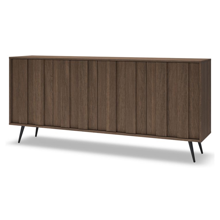 Credenza Marrone Noce 4 Ripiani Apertura Battente 183x40x83h cm, 4 Ante - Haga