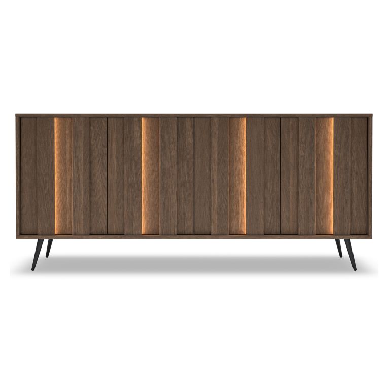 Credenza Marrone Noce 4 Ripiani Apertura Battente 183x40x83h cm, 4 Ante - Haga