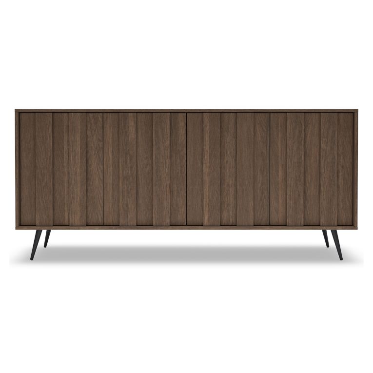 Credenza Marrone Noce 4 Ripiani Apertura Battente 183x40x83h cm, 4 Ante - Haga