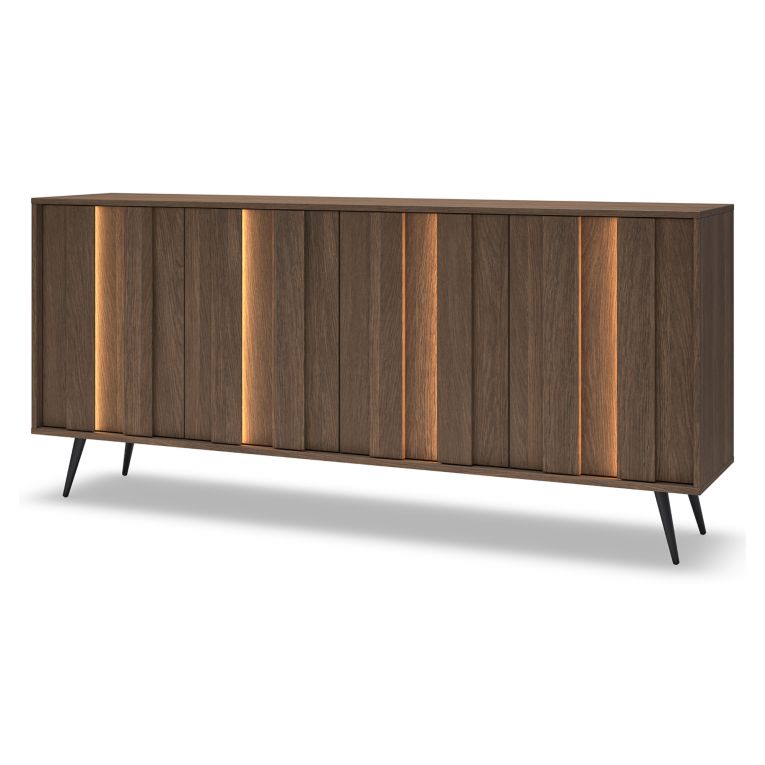 Credenza Marrone Noce 4 Ripiani Apertura Battente 183x40x83h cm, 4 Ante - Haga