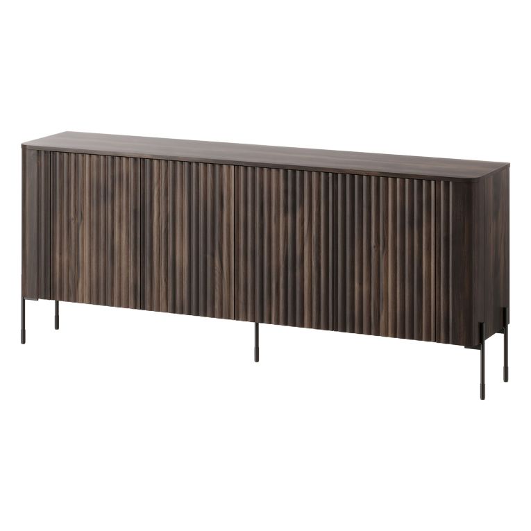 Credenza Marrone Noce 4 Ripiani Apertura Battente 190x40x80h cm, 4 Ante - Laion